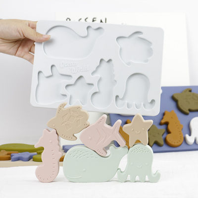 کیفیت  Sea Ocean Animals Silicone Puzzle , Educational Montessori Baby Puzzle کارخانه