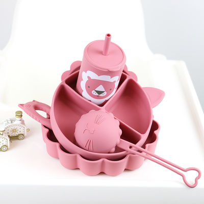 فروش عمده فروشی نوزاد Geschirr Led Weaning Silicone Bib کاسه قاشق کاسه بشقاب سیلیکونی سرویس غذاخوری کودک محصول ظروف غذاخوری