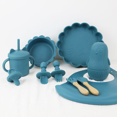 فروش عمده فروشی نوزاد Geschirr Led Weaning Silicone Bib کاسه قاشق کاسه بشقاب سیلیکونی سرویس غذاخوری کودک محصول ظروف غذاخوری