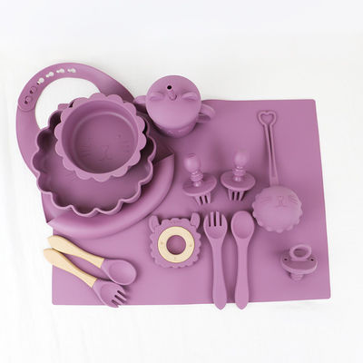 فروش عمده فروشی نوزاد Geschirr Led Weaning Silicone Bib کاسه قاشق کاسه بشقاب سیلیکونی سرویس غذاخوری کودک محصول ظروف غذاخوری