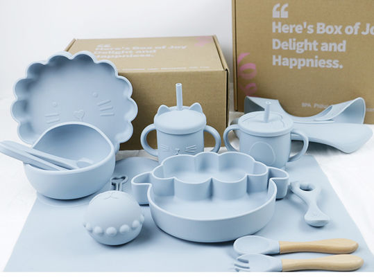 فروش عمده فروشی نوزاد Geschirr Led Weaning Silicone Bib کاسه قاشق کاسه بشقاب سیلیکونی سرویس غذاخوری کودک محصول ظروف غذاخوری