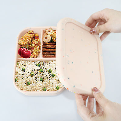 ظروف ناهار سیلیکونی 3 محفظه، جعبه ناهار سیلیکونی قابل استفاده مجدد Bento ضد نشت
