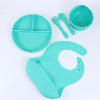 سرویس غذاخوری سیلیکونی ایمنی بدون BPA، کاسه سیلیکونی و ست قاشق OEM