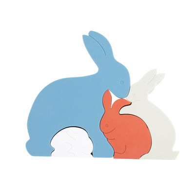 Bunny Rabbit سیلیکونی پازل اره منبت کاری اره مویی کودک نوپا سازگار با محیط زیست برای نوزاد