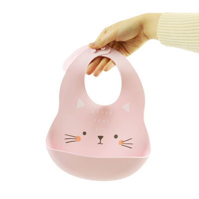 پیشبند غذا گیر سیلیکونی چاپ شده Cacoon Cat Fox برای تغذیه صبحانه کودکان نوپا