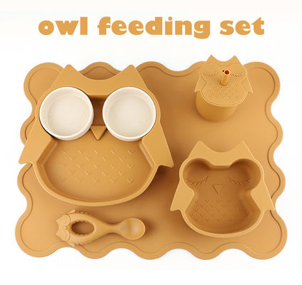فروش عمده فروشی نوزاد Geschirr Led Weaning Silicone Bib کاسه قاشق کاسه بشقاب سیلیکونی سرویس غذاخوری کودک محصول ظروف غذاخوری