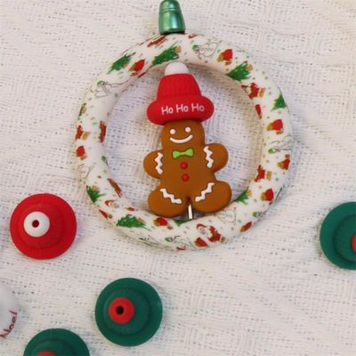 سیلیکون O Ring Beads امن و غیر سمی سیلیکون کلاه کریسمس 3D