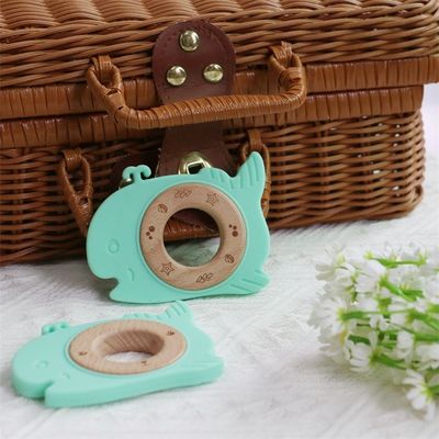 دندانهای سیلیکونی بدون BPA با حلقه چوبی برای نوزادان