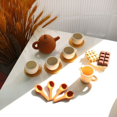 استاندارد ایمنی CE اسباب بازی سیلیکونی کودک با اسباب بازی سیلیکونی با چایخوری 17PCS