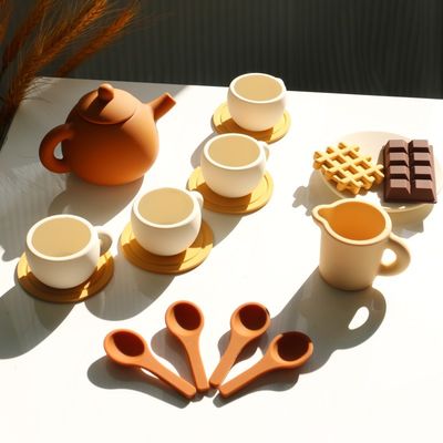استاندارد ایمنی CE اسباب بازی سیلیکونی کودک با اسباب بازی سیلیکونی با چایخوری 17PCS