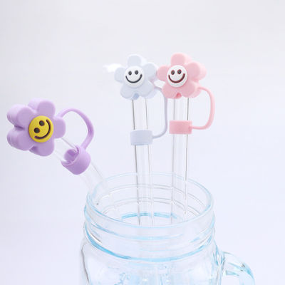 3D گل طراحی سیلیکون کاه سرپوش 100٪ Bpa رایگان غیر سمی و ایمن سیلیکون Toppers برای فنجان کاه