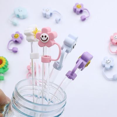3D گل طراحی سیلیکون کاه سرپوش 100٪ Bpa رایگان غیر سمی و ایمن سیلیکون Toppers برای فنجان کاه