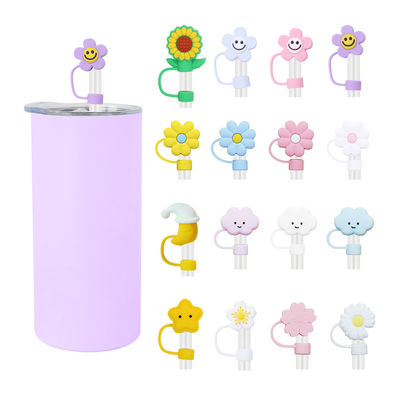 3D گل طراحی سیلیکون کاه سرپوش 100٪ Bpa رایگان غیر سمی و ایمن سیلیکون Toppers برای فنجان کاه