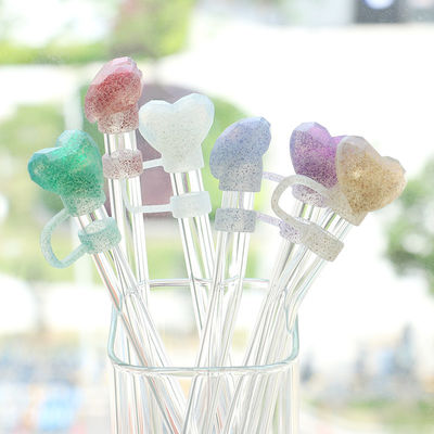 NEW Arrival دل الماس طراحي درخشنده پوشه کاه 3D 10mm کاه Toppers کلاه ها برای جام ها لیوان