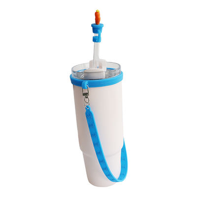 لوازم جانبی بطری سیلیکونی سفارشی برای بطری فنجان Tumblers هدیه از 4 سیلیکون کاه Toppers و بند سیلیکون