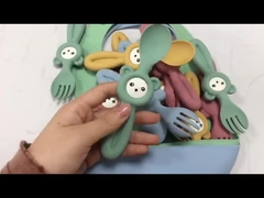 چنگال ها و قاشق های سیلیکونی نرم به سبک پاندا برای کودکان نوزاد